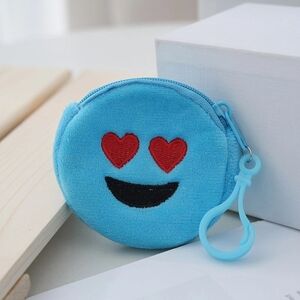 Blue Emoji Plush Coin Purse